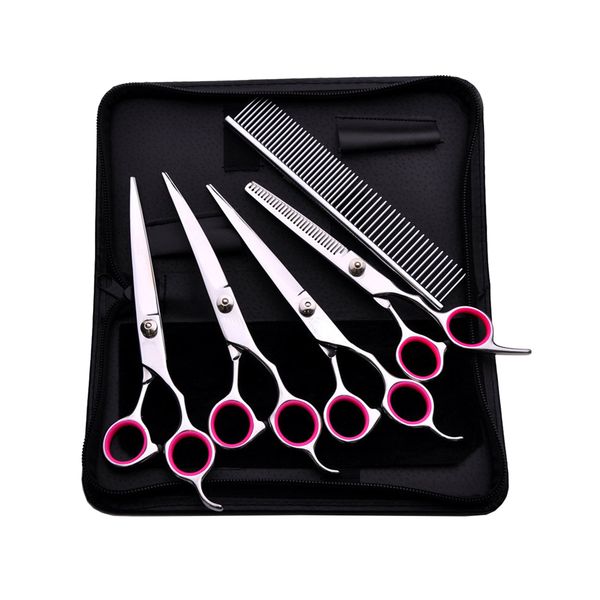 7.5 inch 6-In-1 Pet Grooming Scissors Set With Storage Pouch