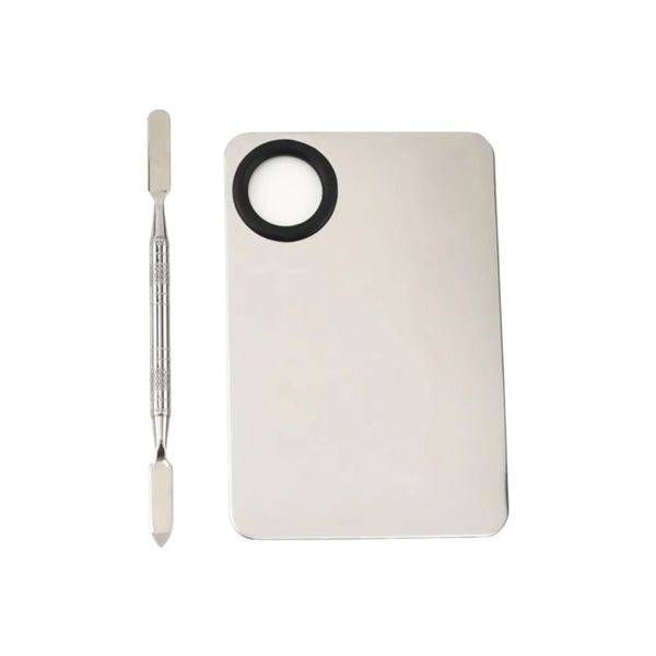 2 Piece - Cosmetic Mixing Palette With Dual-Sided Spatula - Multicolor
