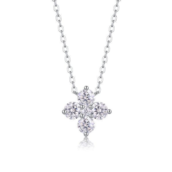 S925 Silver Moissanite Lucky Clover Pendant Necklace - New Arrival Women's