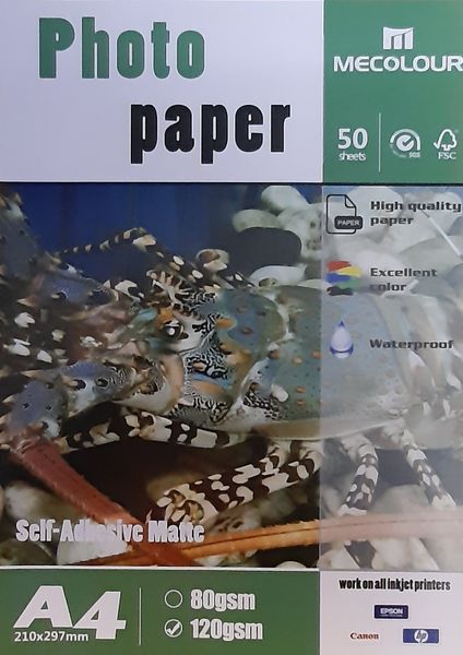 MECOLOUR 120 Gsm Self Adhesive Matte Photo Paper A4 50 Sheets