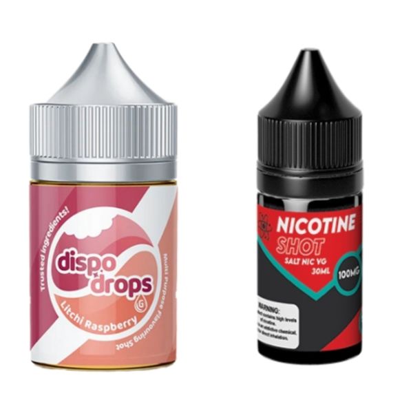Dispo Drops 60ml Salt/MTL Combo 50MG - Litchi Raspberry