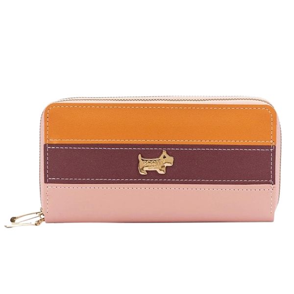 Scotty Bags - The Roberto - Double Zipper Purse - Tan Pink &amp; Oxblood