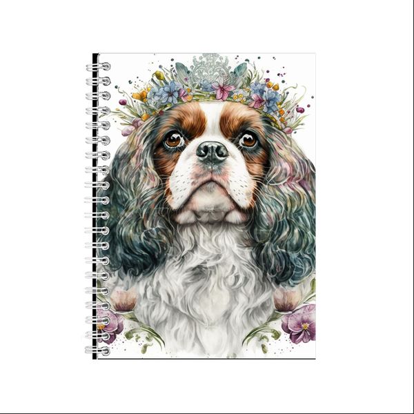 Cavalier King Charles Spaniel Flower Head A5 Spiral Notebook B-Day Gift