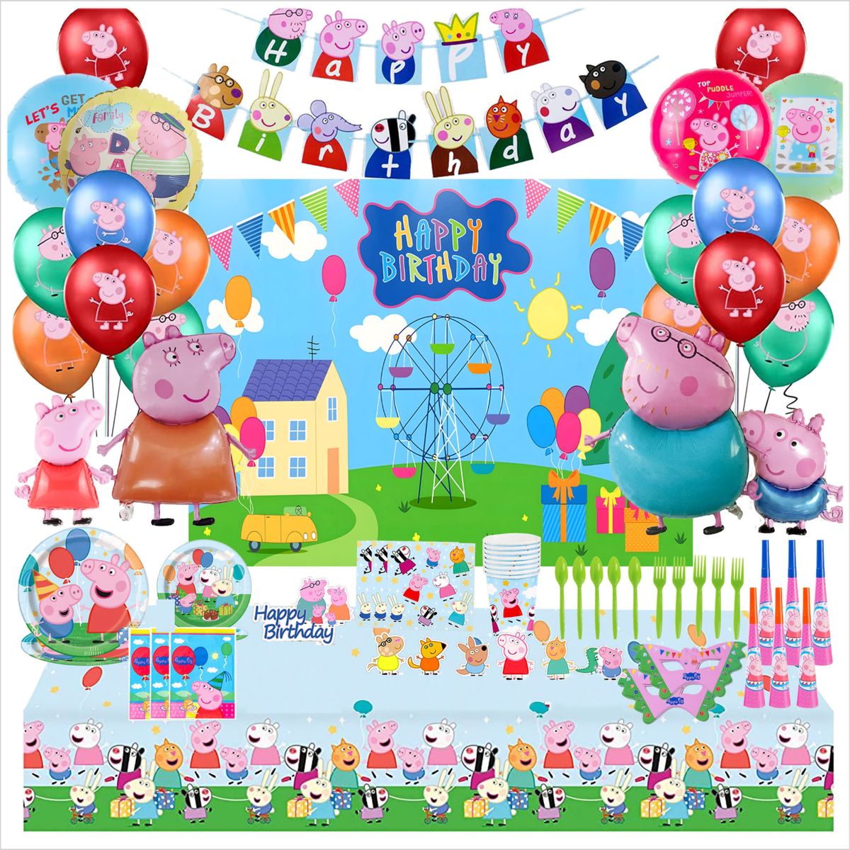 Peppa Pig Birthday Party Decorations Supplies 244 Pieces
