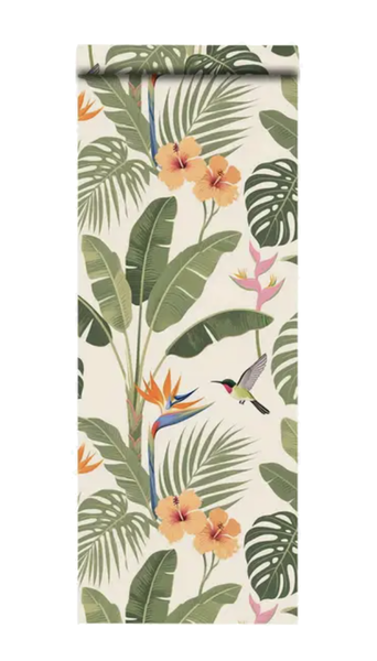 Decor Floral Tropical Plant Bird Self Adhesive Wallpaper - 44 x 500cm