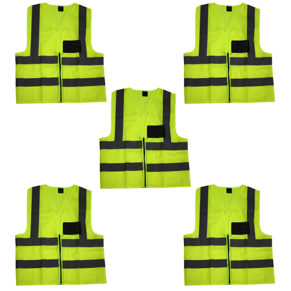 5x Reflective Vest with ID Pocket