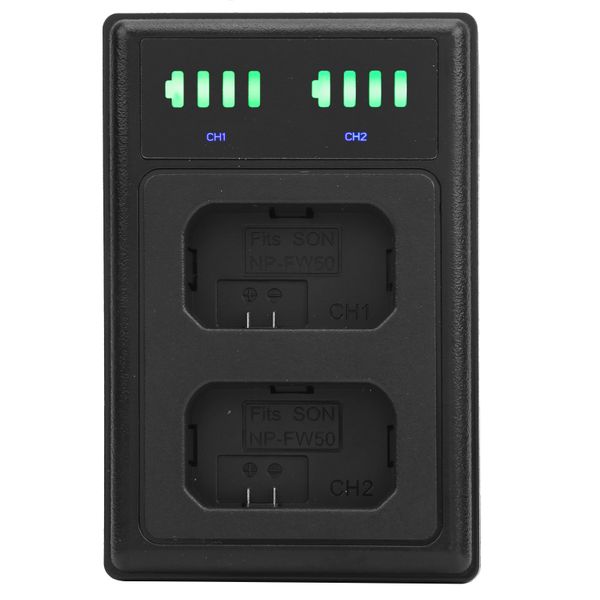 Dual NP-FW50 Charger with Micro/Type-C &amp; LCD Display