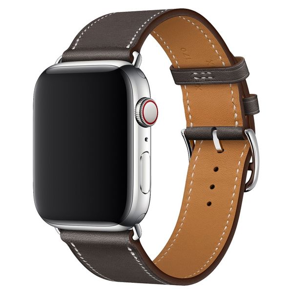 Genuine Leather Watch Strap for Apple series 5 and 6 - Dark Grey