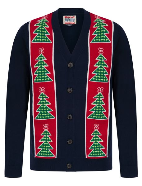 Men's Osier Christmas Knitted Christmas Cardigan in Ink