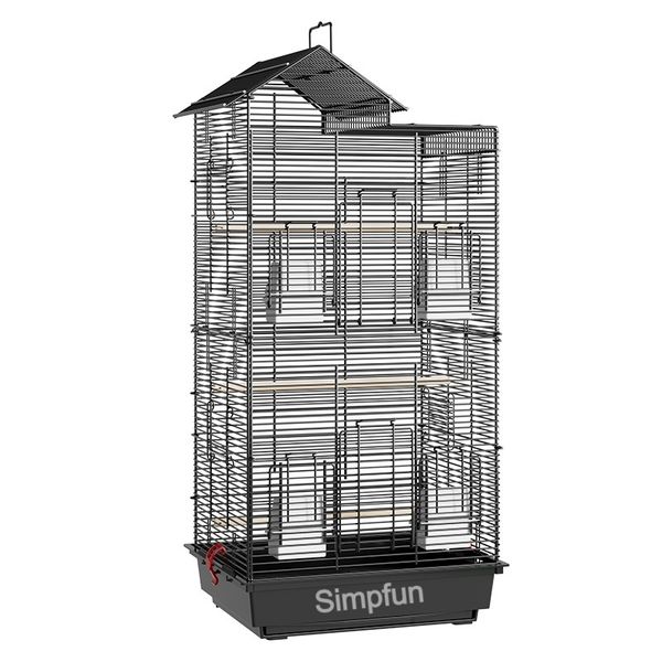 Luxury Villa Metal Bird Cage with Swing, Tray &amp; Accessories
