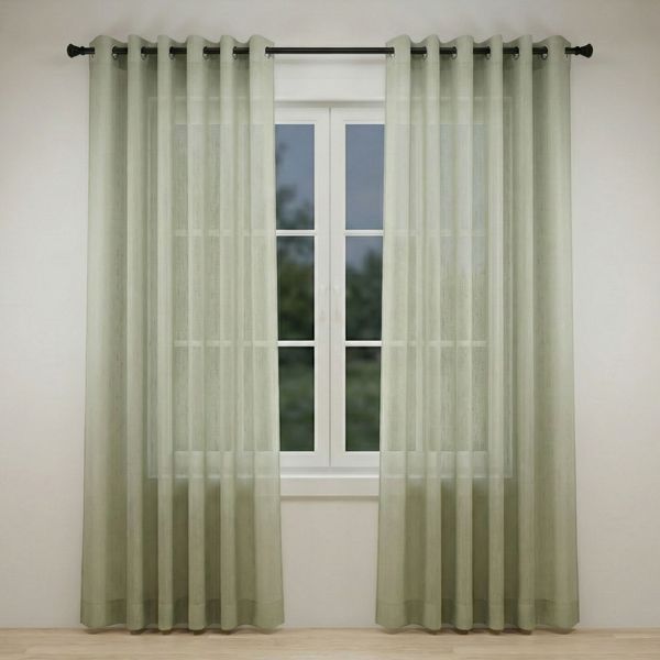 Vizio Home Textured Sheer Curtain - 2 Pack - Eyelet - 225cm × 225cm - Green