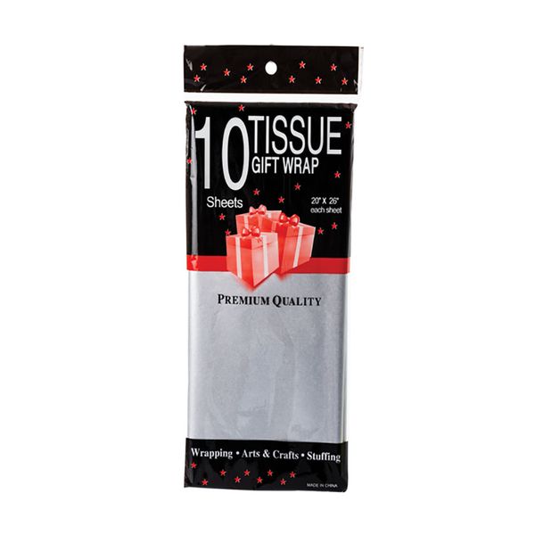 Paper Tissue - 10 Piece - Silver - 50cm x 66cm - 8 Pack