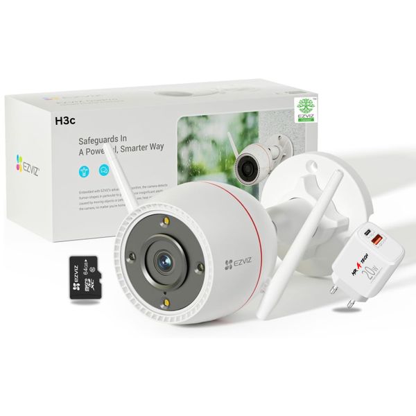 EZVIZ H3C 4MP 2K+ Colour Night Vision WiFi Security Camera + 64GB MicroSD