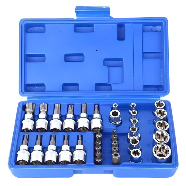 34pcs Steel Star Bit Socket Set - Handheld Automotive &amp; Mechanic Tool