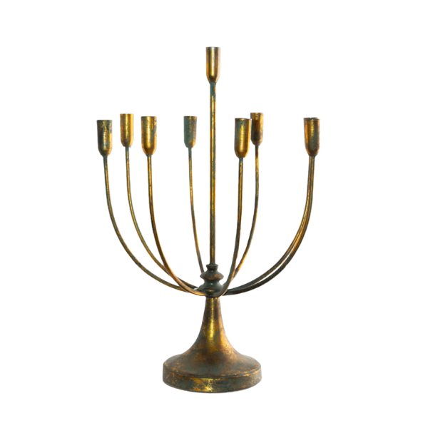 Aged Gold Metal Candle Holder - 9-Arm