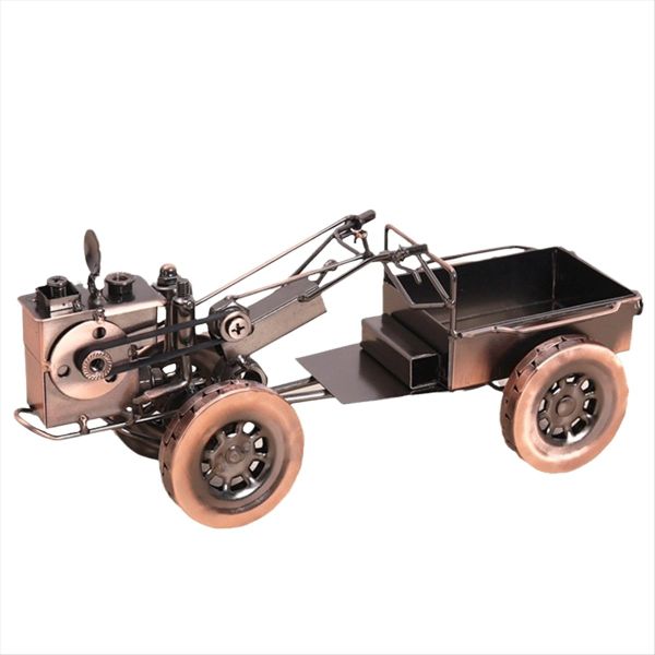 Retro Car Model Car Ornament Photo in Tractor Shape Desktop Decor-B