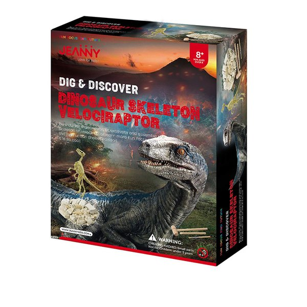 Dig &amp; Discover Dinosaur Skeleton Velociraptor Exploration Set Jeanny
