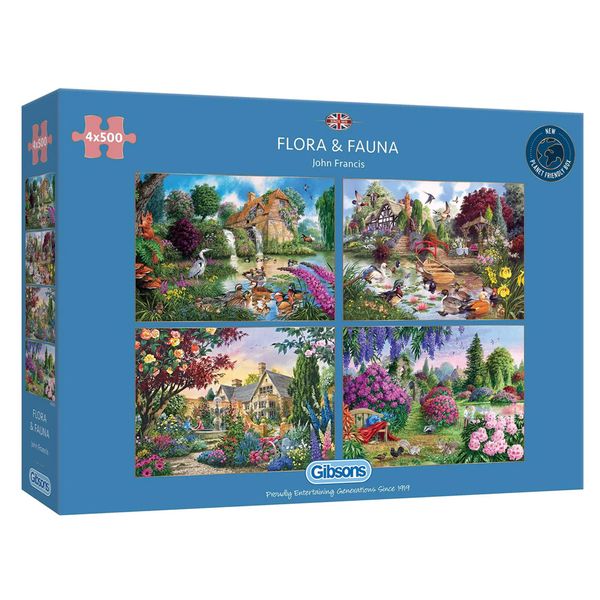 Gibsons Flora &amp; Fauna 4 x 500-Piece Jigsaw Puzzles