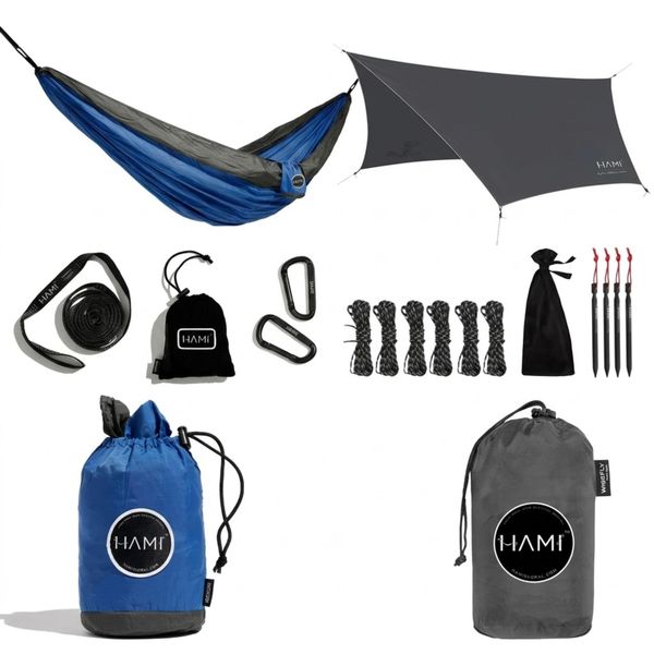 HAMI EcoTarp Grey 3.6m x 2.9m + Lagoon Hammock 3m x 1.8m