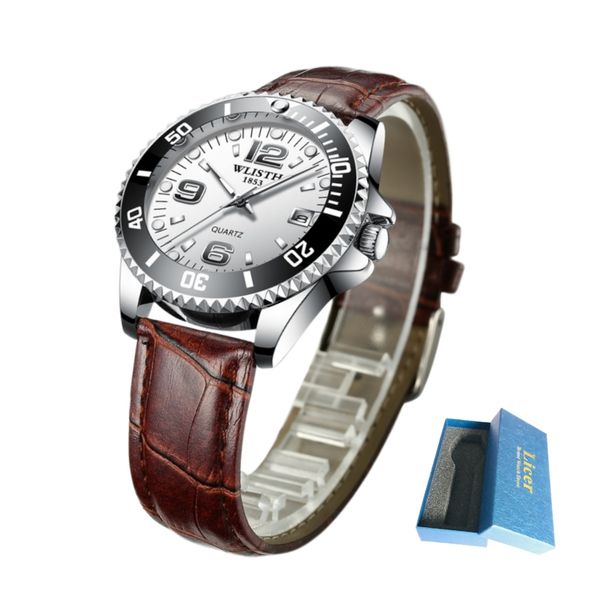 WLISTH Men Business Calendar Quartz Watch Male Classic Wristwatch for Men