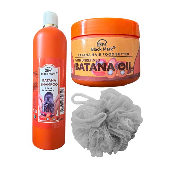Black Mark Batana Shampoo and Hair Food Treatment 125g with Loofah