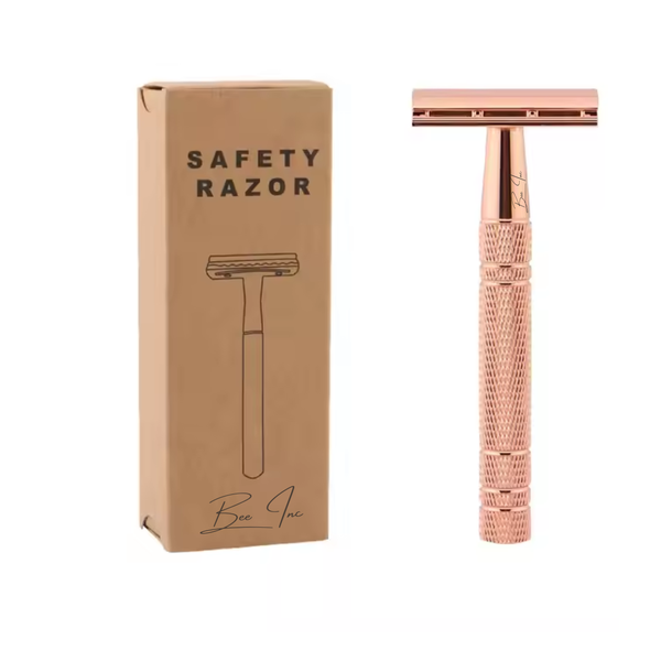 Bee Inc Double Edge Metal Shaver 10 Platinum Safety Razor Blades- RoseGold