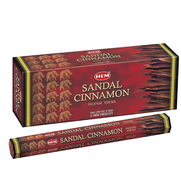 HEM Sandal Cinnamon Incense Sticks (6 Packs of 20 Sticks Each)