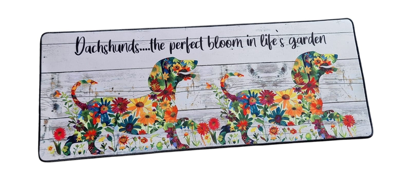 Versatile Desk/Kitchen/Bar Mat - Happy Flower Dachshunds