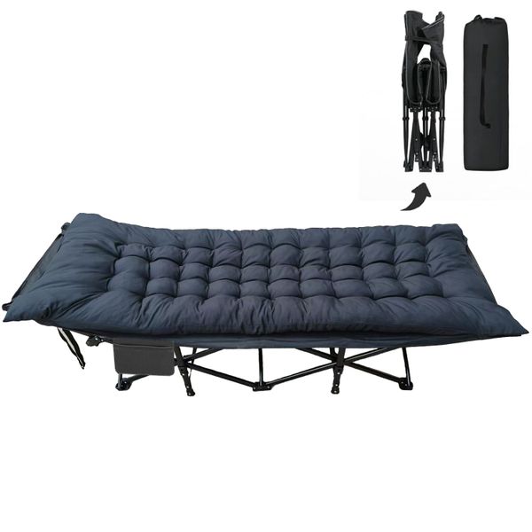 Folding Camping Stretcher Bed with Mattress Portable Recliner Sleeping Cot