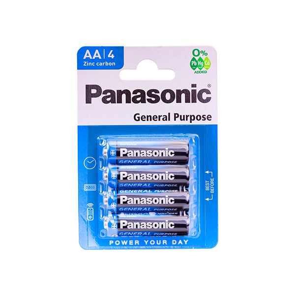 Panasonic AA Carbon Zinc 4 Pack Batteries X 1 Box of 12 Packs (R6BE/4BP)