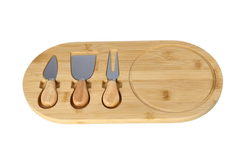 Bamboo Oval Cheese Serving &amp; Cutting Board Set 35.9cm 4pcs