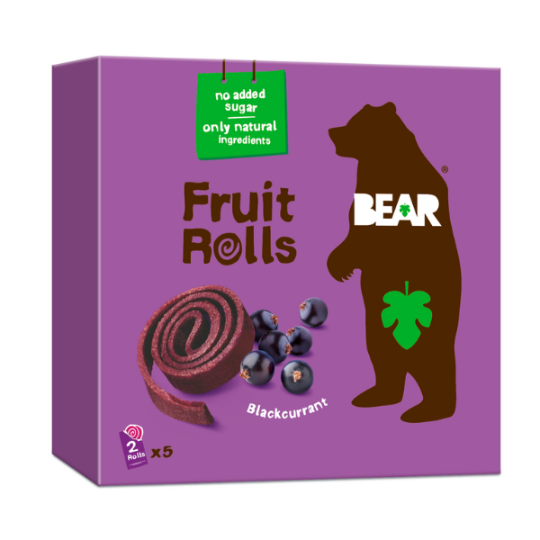 BEAR Fruit Rolls Blackcurrant Full Case 6 units of 5 x 2 rolls (6 x 100g)