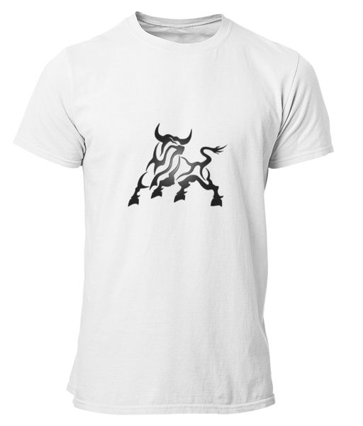 PepperSt Mens White T-Shirt - Taurus Symbol
