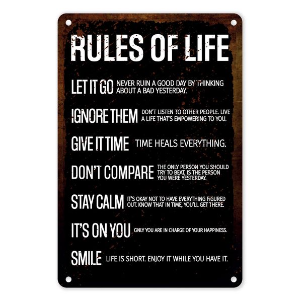 A4 Metal/Tin Poster - Rules of Life | Simple Daily Motivation Wall Art