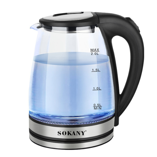 2.0L Sokany Electric Kettle SK-1029 - Transparent &amp; Black