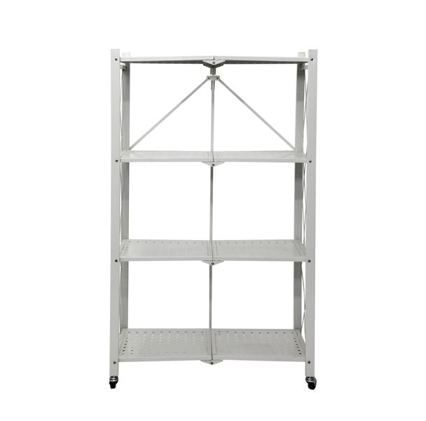 Fine Living Foldable Storage Rack White Metal 4 Layer