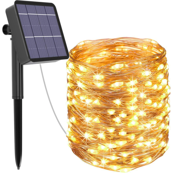 Stellar Lighting 20m LED Solar Copper Wire Fairy Light 200 LED - Warm White