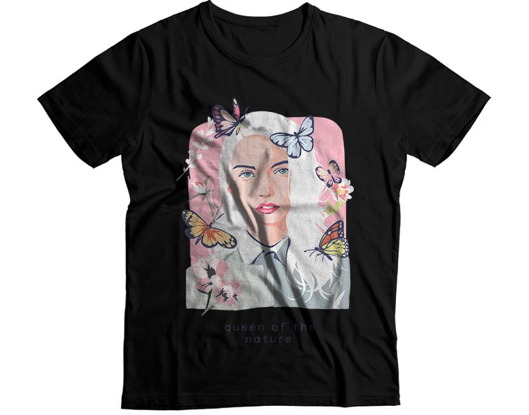 Woman with Butterflies Graphic T-Shirt