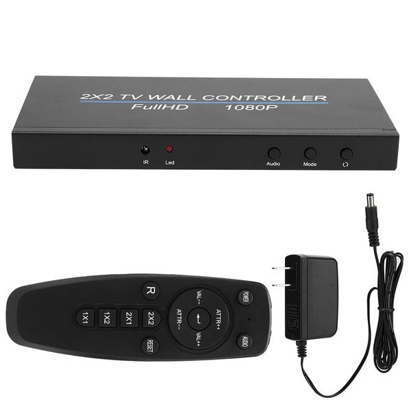 2X2 HDMI Video Wall Controller 1080P Splicer Processor 12V US Plug Metal
