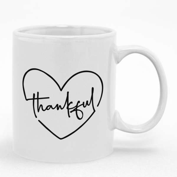Heart Thankful Mug - Love Gift Idea for Christmas Birthday Mother's Day
