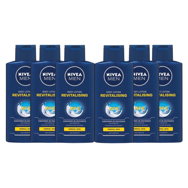 NIVEA MEN Revitalising Body Lotion with Vitamin E, 6x400ml
