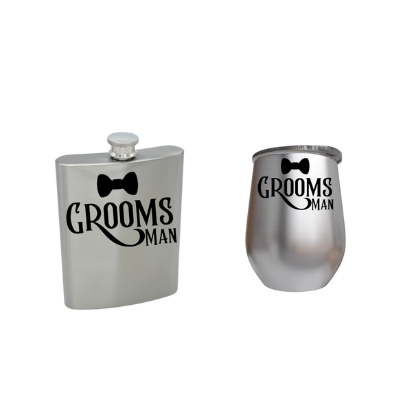Groom Man Set Tumbler and Hip Flask
