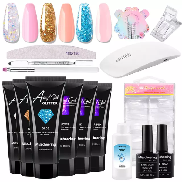 AcrylGel Complete Polygel Set with 6W Nail Lamp