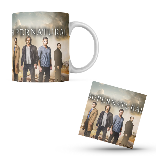 Supernatural Themed Coffee Cup and Coaster Set