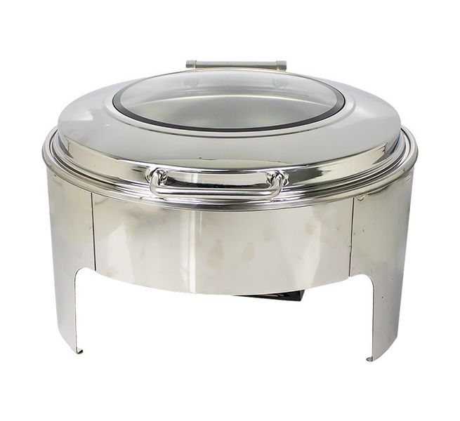 Chafing Dish Flat Round Stainless Steel with Window
