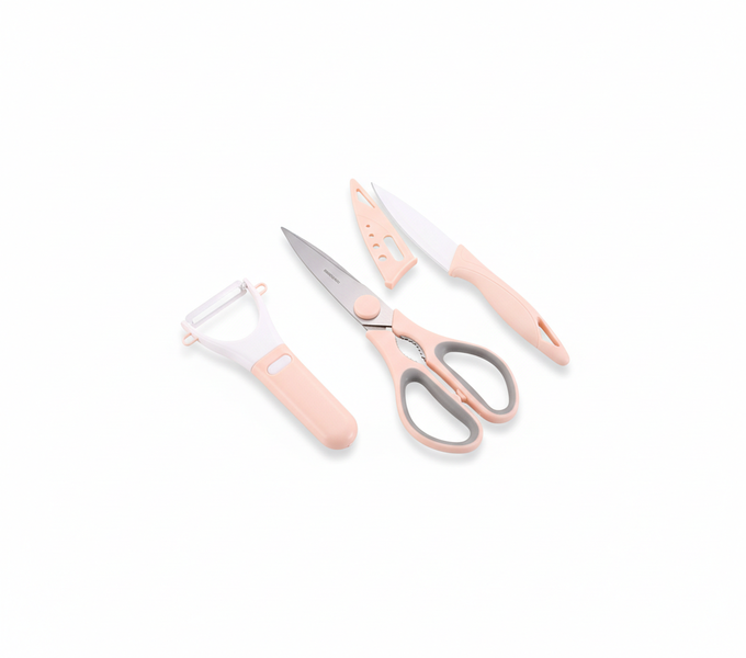Kitchen Knife Set with Peeler &amp; Scissors, 3 Piece Stainless Steel