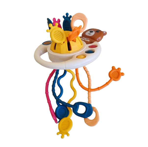 Animal Pull String Baby Rattle - Brown Teddy