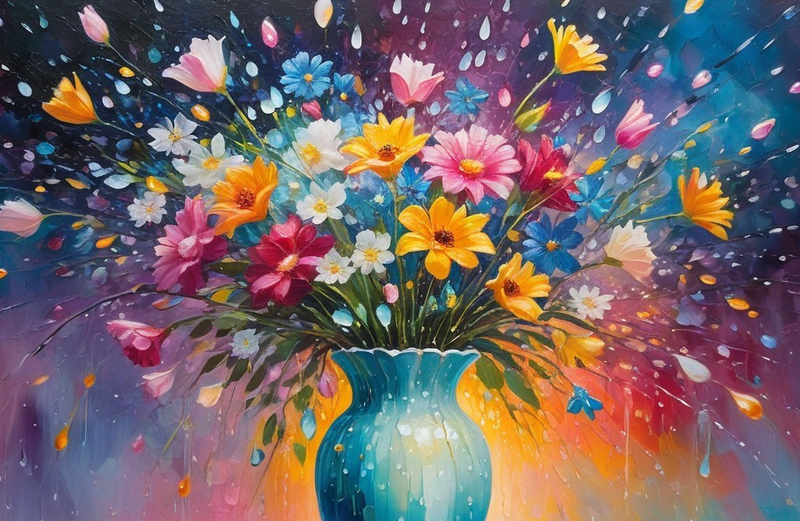 Canvas Home Decor Wall Art - Colourful Vase