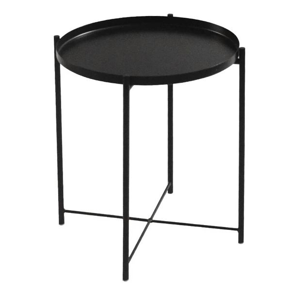 Pract Pack - Round Coffee Tray Side Table 52 cm - Black