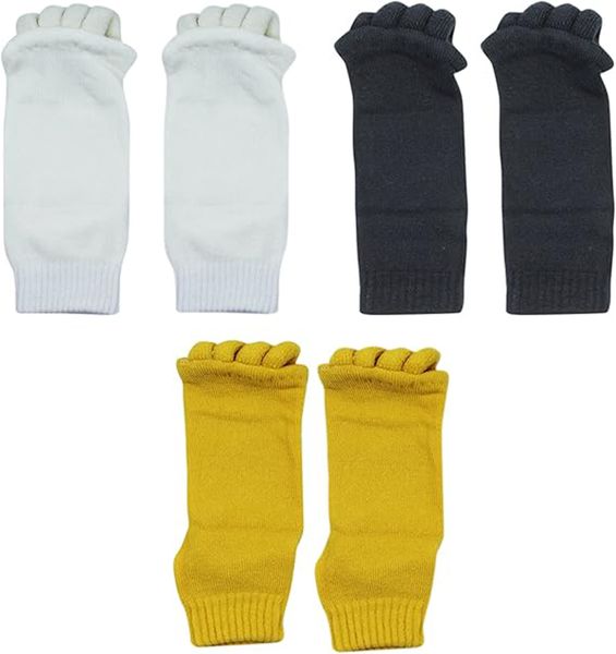 3 Pairs Yoga Sport Gym Five Toe Separator Socks Foot Massage Toeless Socks